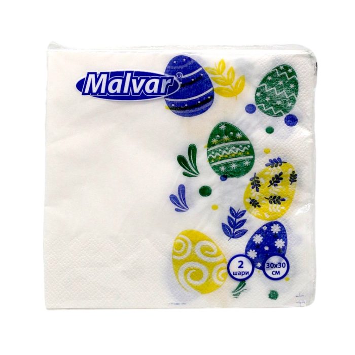 Malvar Серветки столові "Великодні яйця" 30*30 см 2 шари 20 шт
